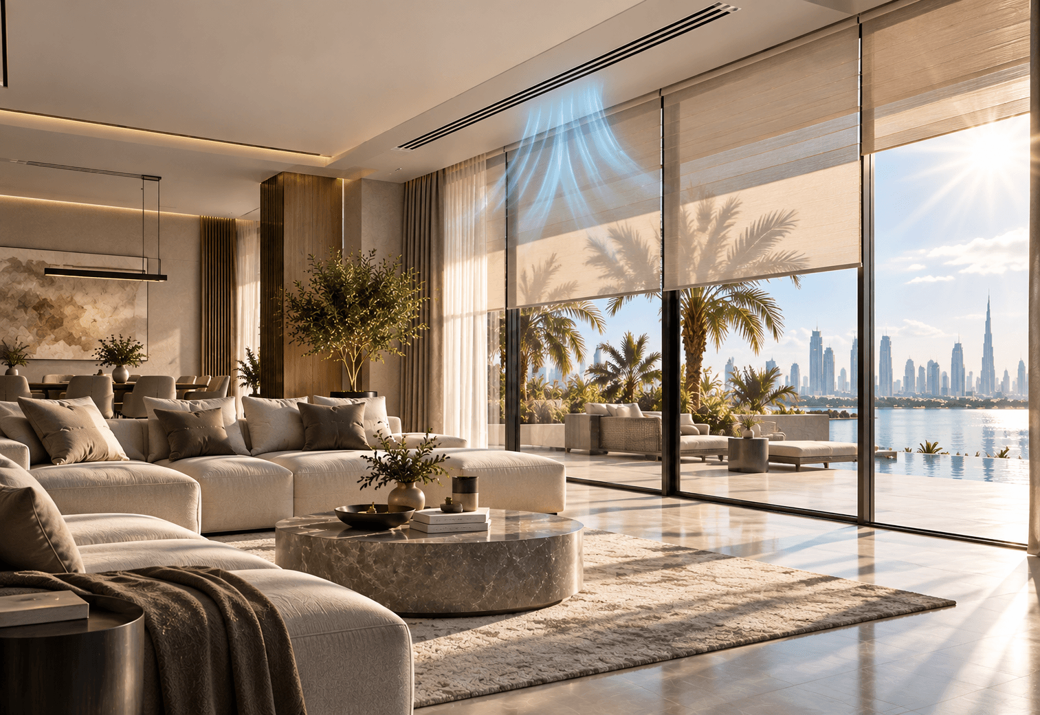 Luxury interior climate control during the day