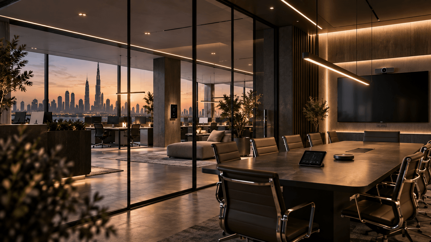 Integrated smart business technology within a premium workplace