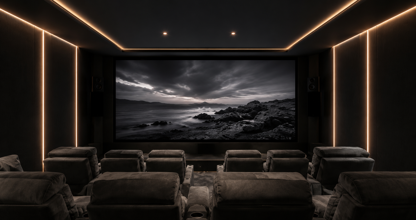 تصميم داخلي فاخر لسينما منزلية خاصة في دبي